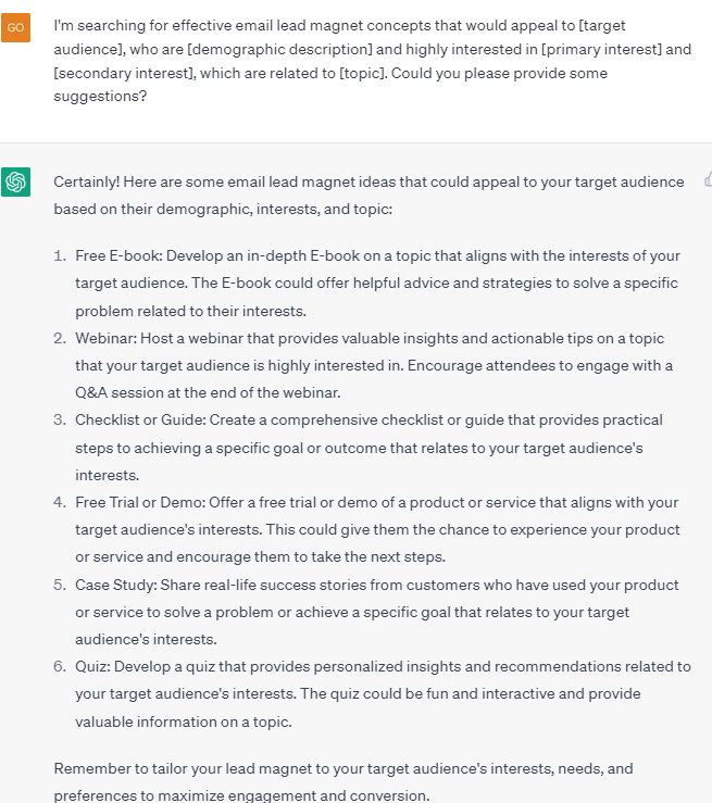 Email Lead Magnet Ideas Examples