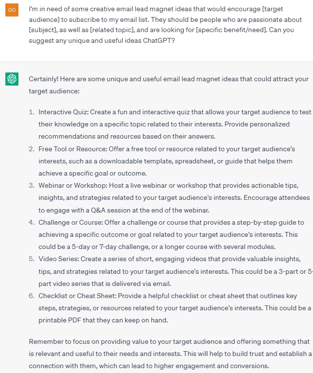 Email Lead Magnet Ideas Examples